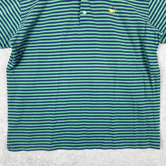 Masters Shirt Mens Large Blue Green Striped PGA Golf Polo Augusta Logo - Picture 7 of 16